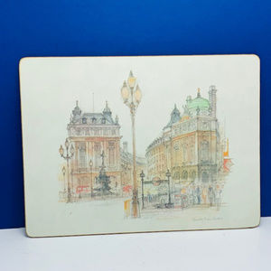 Lady Care placemat England Piccadilly London vtg